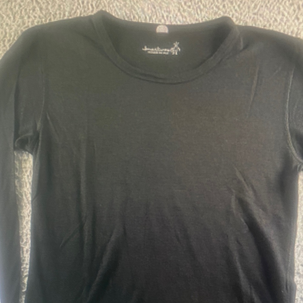 Smartwool Womens L Long Sleeve Black Merino Wool Base Layer Crew Lightweight